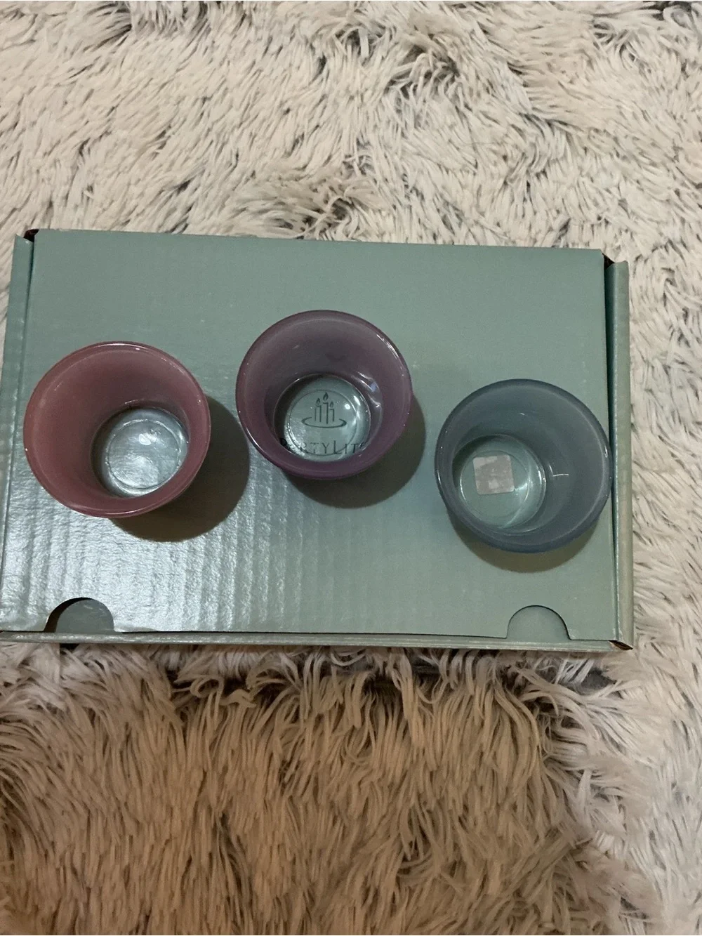 PartyLite Pastel Votive Candle Holders Set of 6 Pink Purple Blue Glass